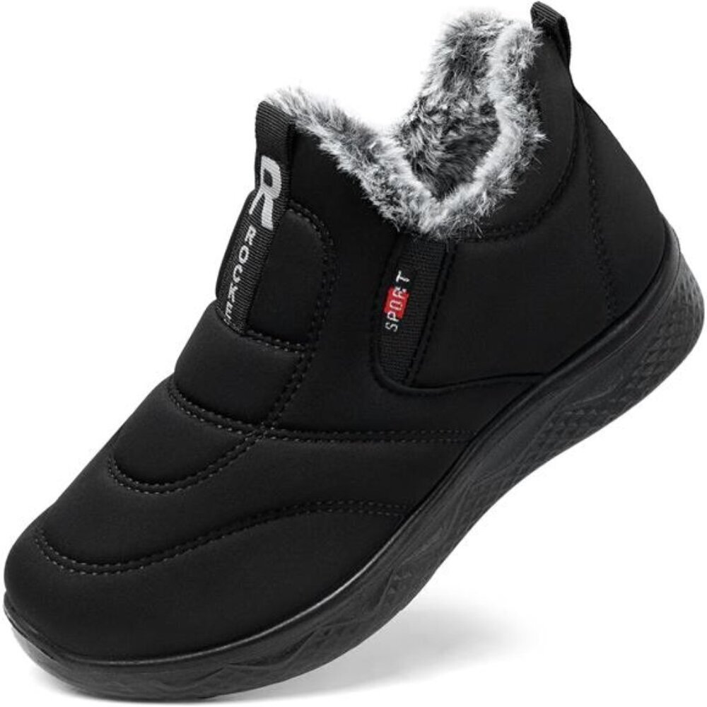 Waterproof Snow Boots Women Fur Lined Slip On Ankle